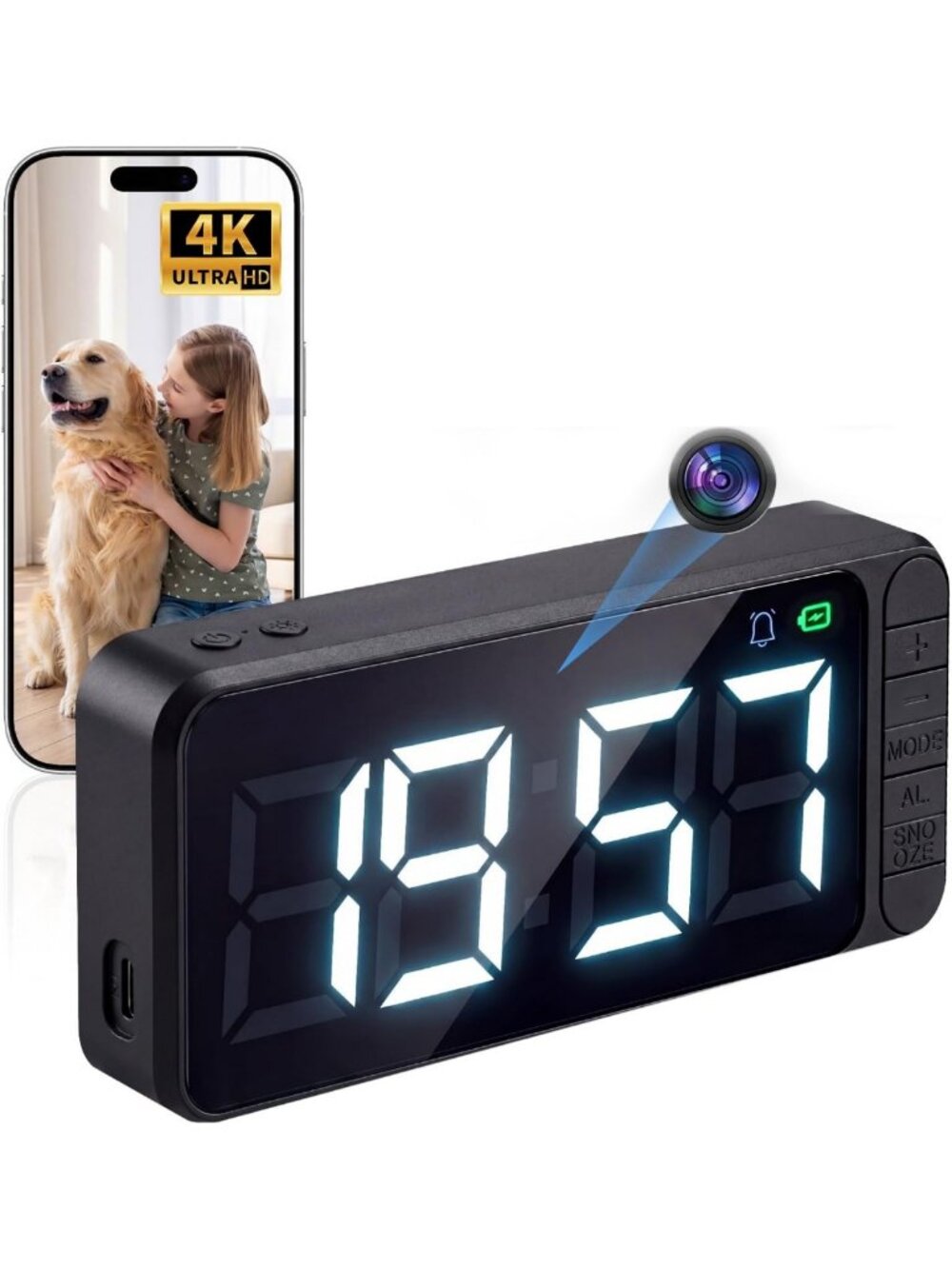 4K WiFi Hidden Camera Clock - Nanny Cam with Remote View & Alerts, Home Security
